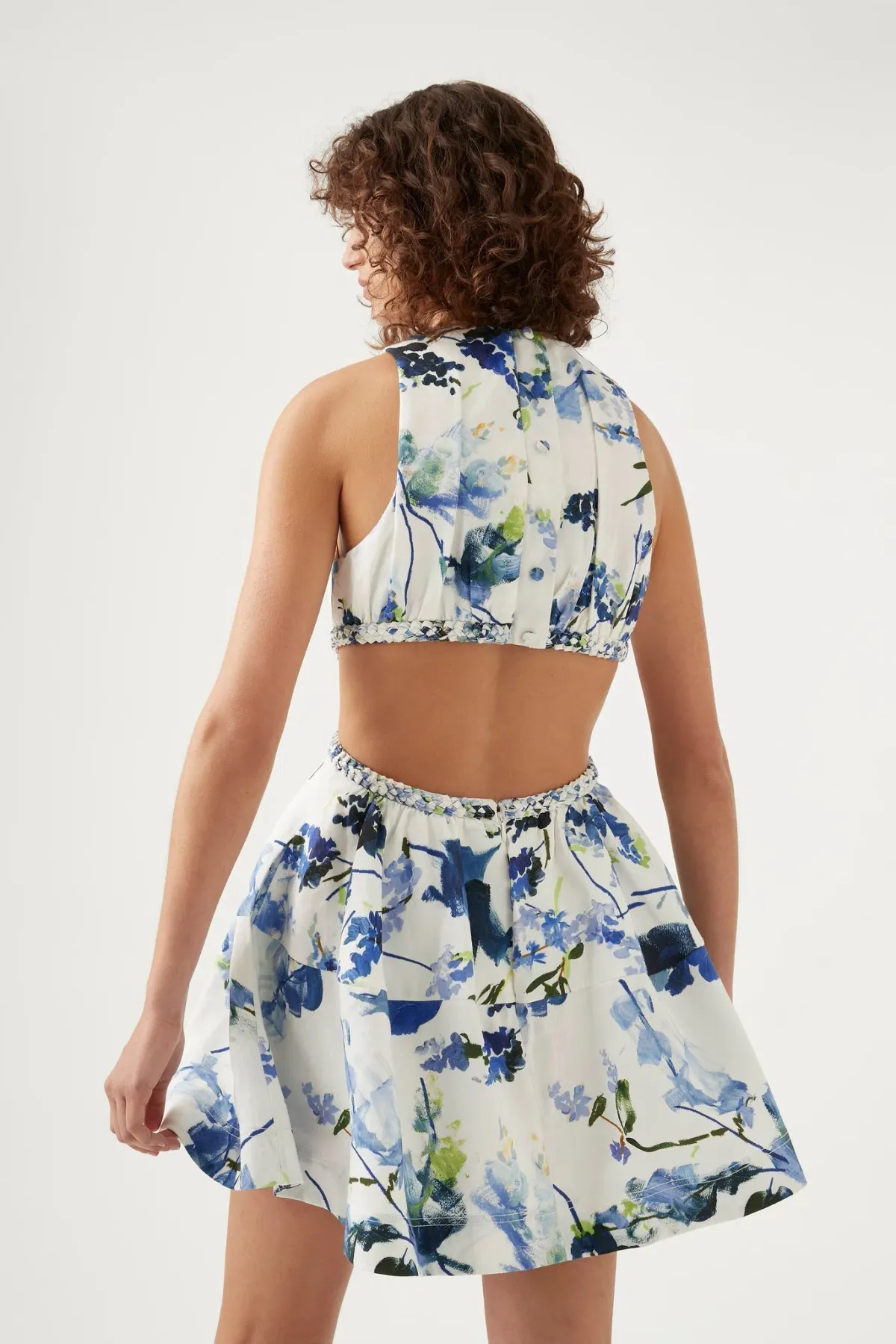 Aje Voyage Cut Out Mini Dress Floral Size 10 - Image 3