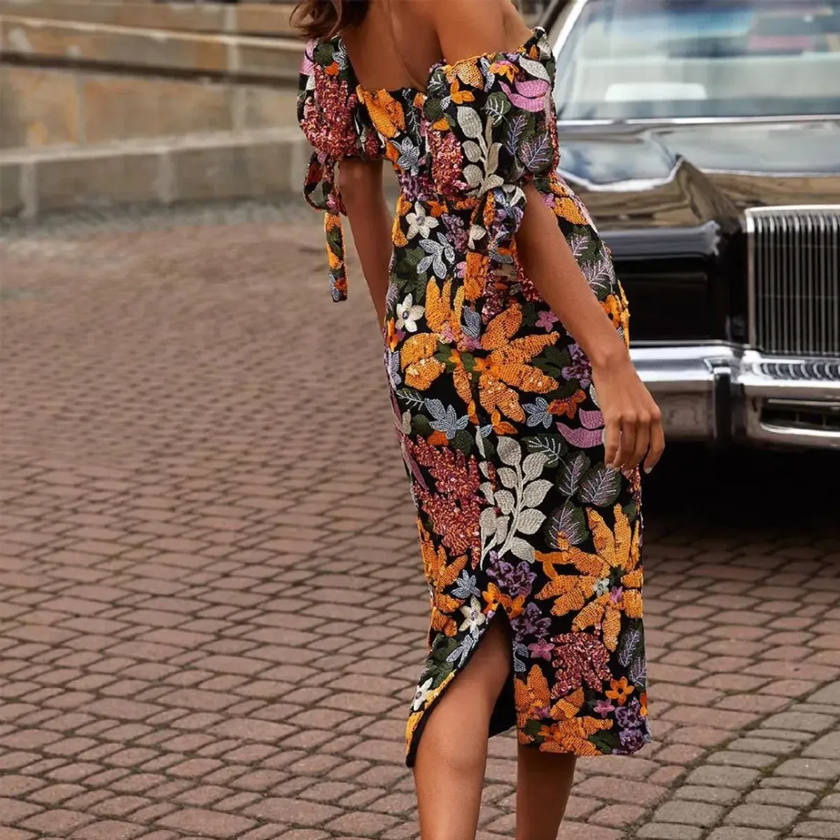 Alamour The Label Flora Sequin Midi Dress Floral Size 12 - Image 5