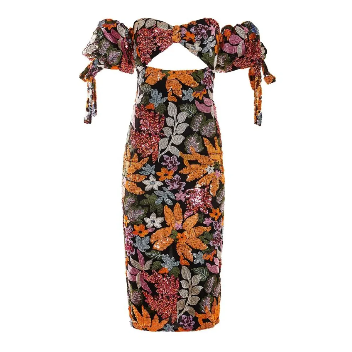 Alamour The Label Flora Sequin Midi Dress Floral Size 12 - Image 4