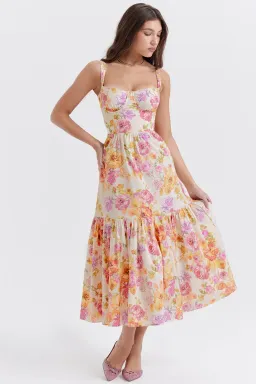 House Of CB Elia Ivory Floral Midi Sundress Floral Size S / Au 8 for rent on The Volte - image 2