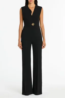 Carla Zampatti Black Crepe Scalloped Jumpsuit Size S/AU 6 for rent on The Volte - image 1
