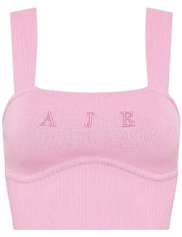 Aje Livadi Lucia Knit Logo Top Pink Size L / Au 12 for rent on The Volte - image 4