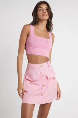 Aje Livadi Lucia Knit Logo Top Pink Size L / Au 12 for rent on The Volte - image 1