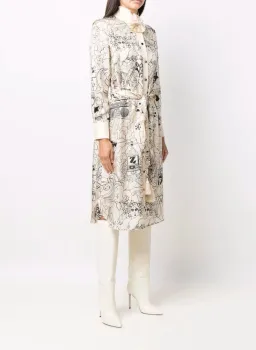 Zimmermann Collage Silk Bow Detail Midi Dress Cream Size 0 / Au 8 for rent on The Volte - image 1