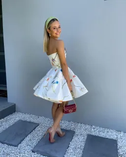 Leo Lin The Fields Embroidered Bustier Mini Dress White Size 8 for rent on The Volte - image 3