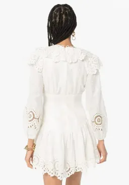  Zimmermann Bellitude Scallop Mini Dress in White Size 0 / Au 8 for rent on The Volte - image 3