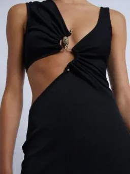 Christopher Esber Serpentine Crystal Stoned Tank Dress Black Size 6 for rent on The Volte - image 2