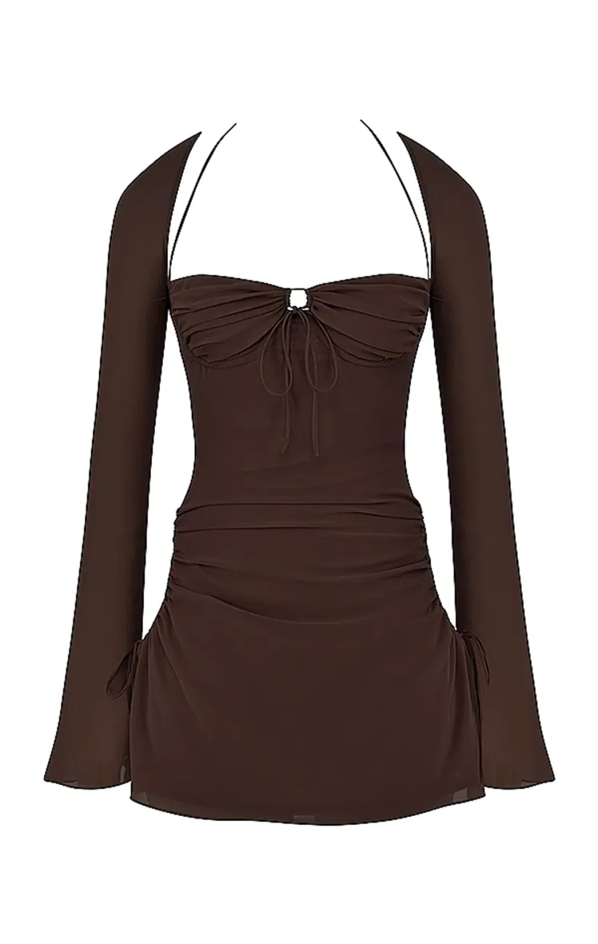 House of CB Baby Chiffon Cutout Halter Mini Dress Brown Size L / AU 12 - Image 6