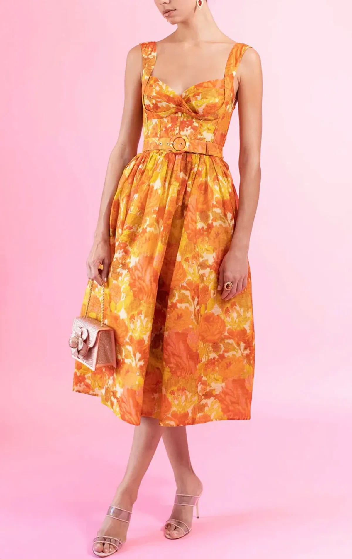 Zimmermann High Tide Picnic Midi Dress Orange Size 1 / AU 10 - Image 2
