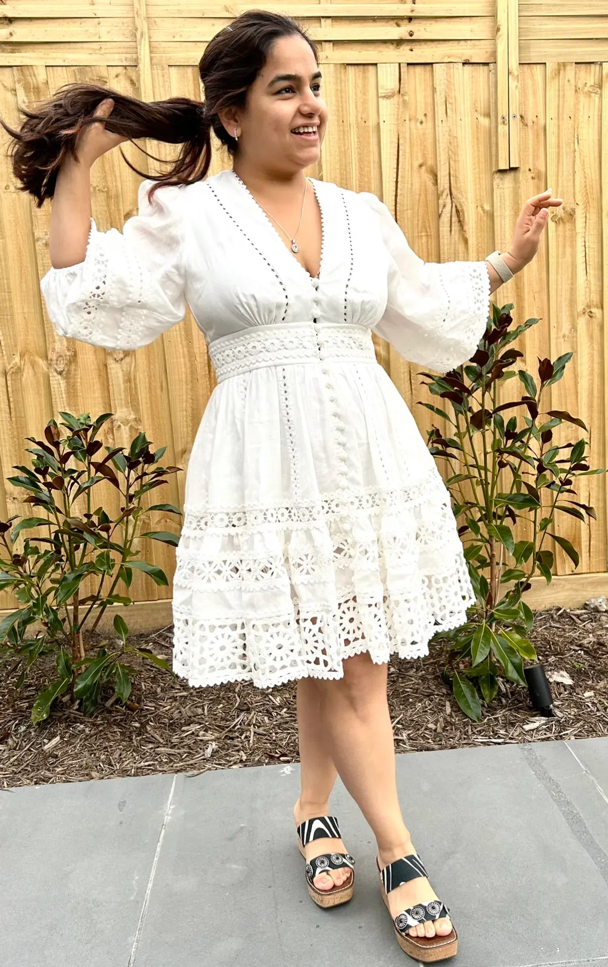 Zimmermann Devi Spliced Billow Mini Dress Ivory Size 3 / Au 14 - Image 2