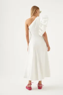 Aje Bonjour Asymmetric Midi Dress White Size 8 for rent on The Volte - image 3