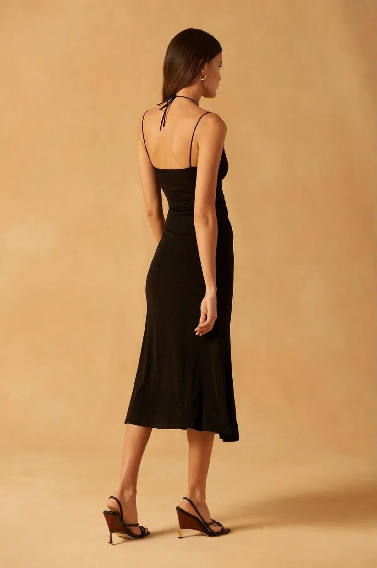 Misha Estera Slinky Jersey Midi Dress Black Size 8 - Image 2