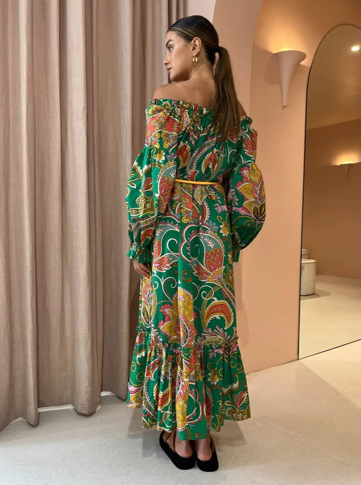 Alemais Marion Off Shoulder Dress Print Size 12 - Image 3