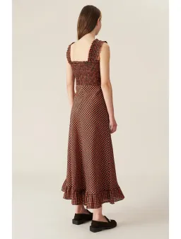 Ganni Seersucker Check Maxi Dress Print Size 6 for rent on The Volte - image 2