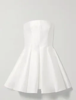 Rasario Strapless Pleated Satin Mini Dress White Size 8 for rent on The Volte - image 3