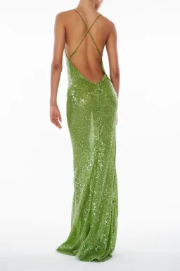 Rat and Boa Gaia Dress Green Sequin Size XXS/AU 6 for rent on The Volte - image 2