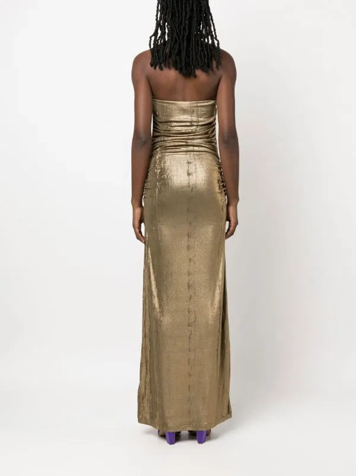 Diesel Metallic Ruched Halterneck Gown Size 10 - Image 8