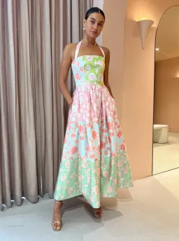 Leo Lin Ana Halterneck Maxi Dress in Anaemone Splice Print Size 8 for rent on The Volte - image 1