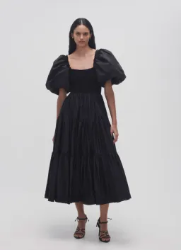 Aje Casa Puff Sleeve Midi Dress Black Size 8 for rent on The Volte - image 1