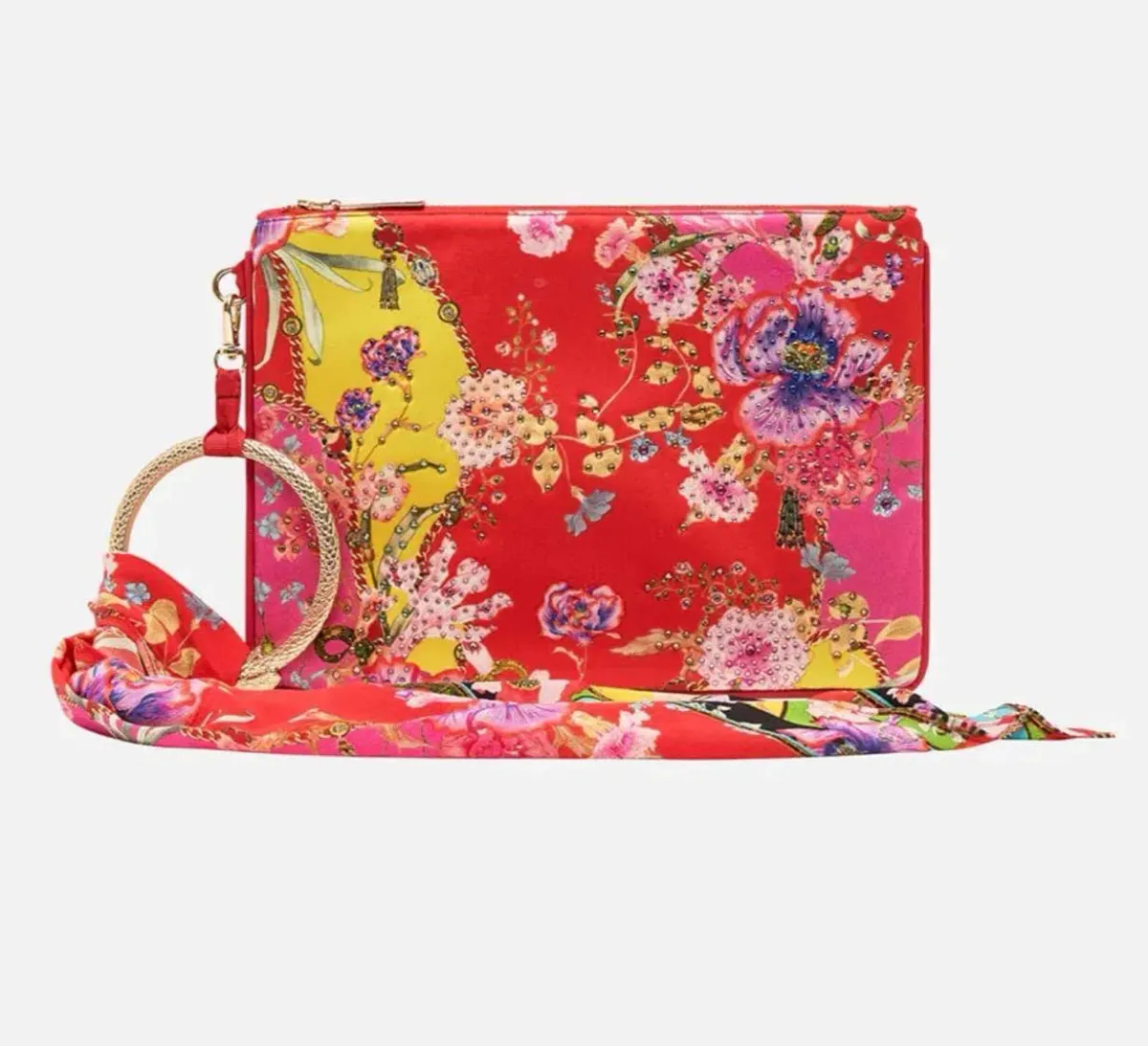 Camilla The Beetles Kimono Sleeve Dress With Shirring Detail & Matching Camilla Ring Scarf Clutch Floral Size XL/AU16 - Image 7