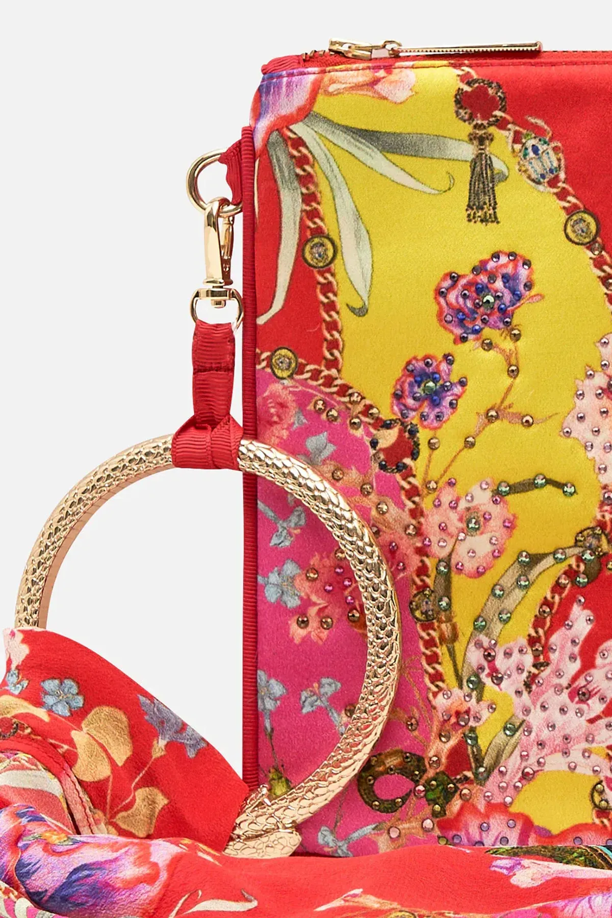 Camilla The Beetles Kimono Sleeve Dress With Shirring Detail & Matching Camilla Ring Scarf Clutch Floral Size XL/AU16 - Image 8