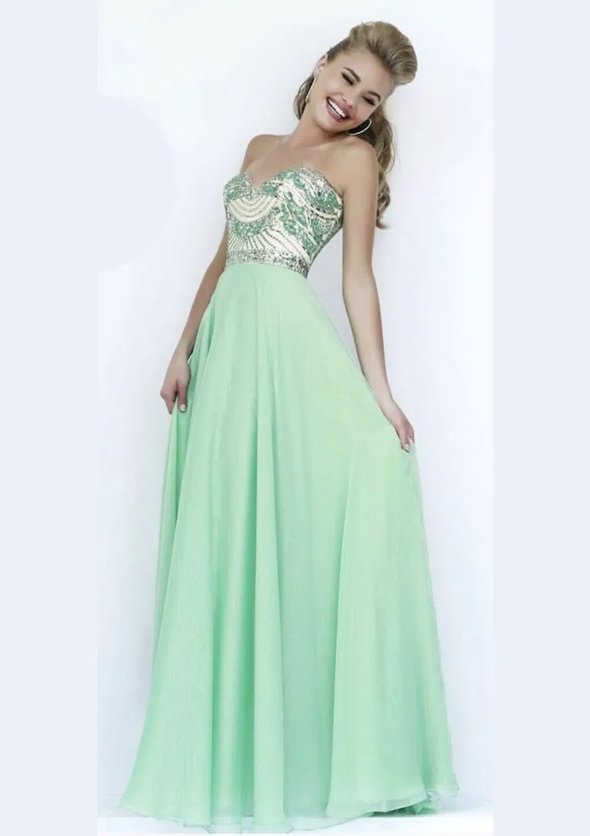 Sherri Hill 1942 Strapless Sweetheart Formal Dress Light Green Size 00 / AU 2 - Image 1