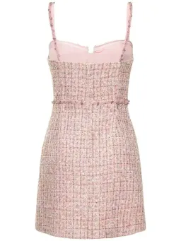 Self Portrait Bouclé Tweed Diamante Mini Dress Pink Size 10 for rent on The Volte - image 3