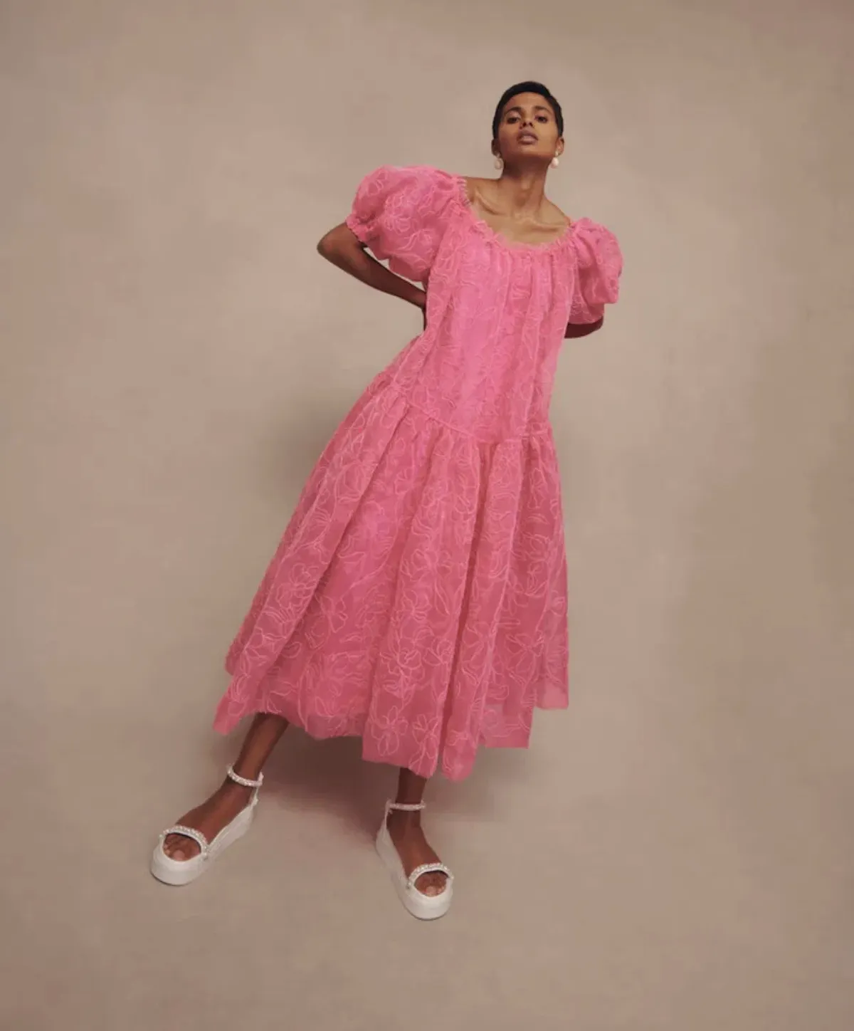 Aje Evangeline Cornelli Midi Dress Protea Pink Size 16 - Image 3