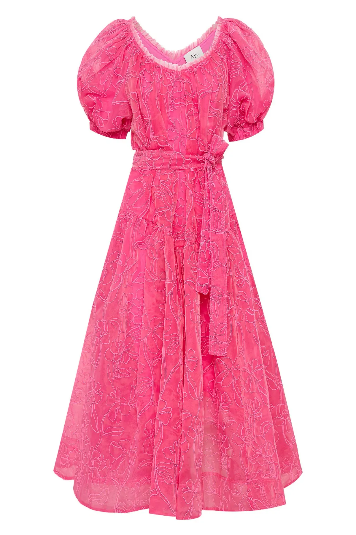Aje Evangeline Cornelli Midi Dress Protea Pink Size 16 - Image 4