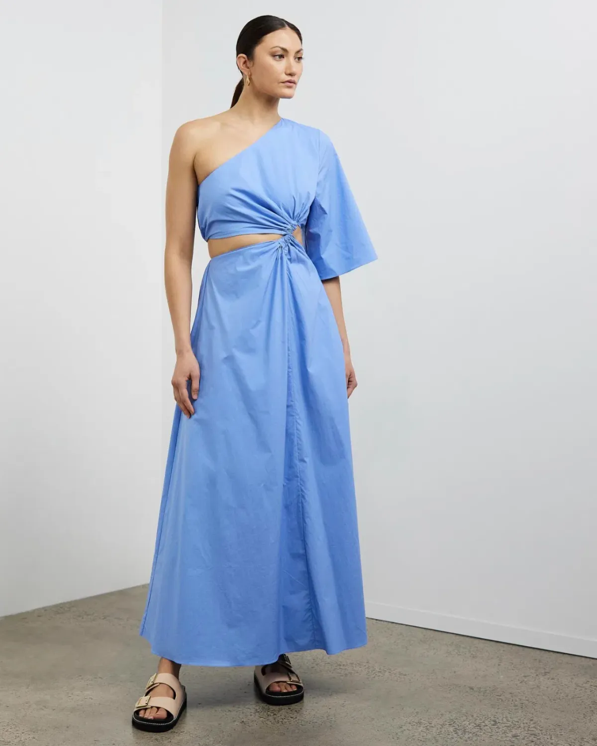 Camilla and Marc Wally One Shoulder Cut Out Maxi Dress in Sky Blue Size 10  - Image 1