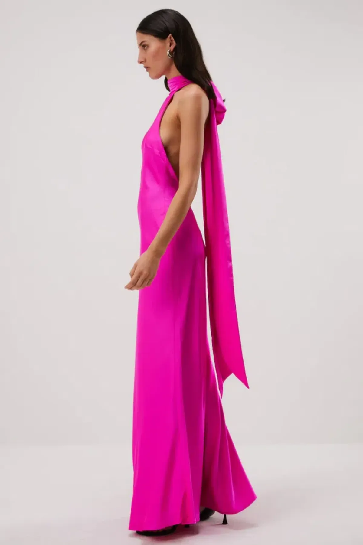 Misha Evianna Satin Gown Hot Pink Size 6/XS - Image 2