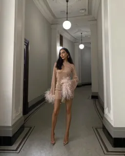 Santa Brands Feathers Mini Dress Blush One Size  for rent on The Volte - image 4