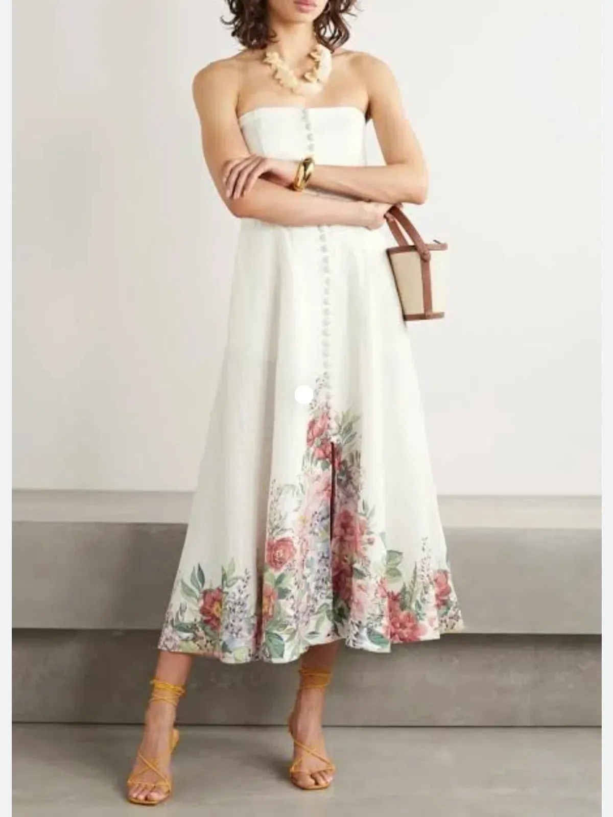 Zimmermann Bellitude Midi Floral Linen Midi Dress Floral Size 2/Au 12 - Image 1