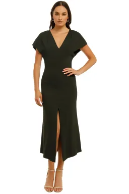 Ginger and Smart Amplitude V Neck Dress Dark Kelp Green Size 8  for rent on The Volte - image 1