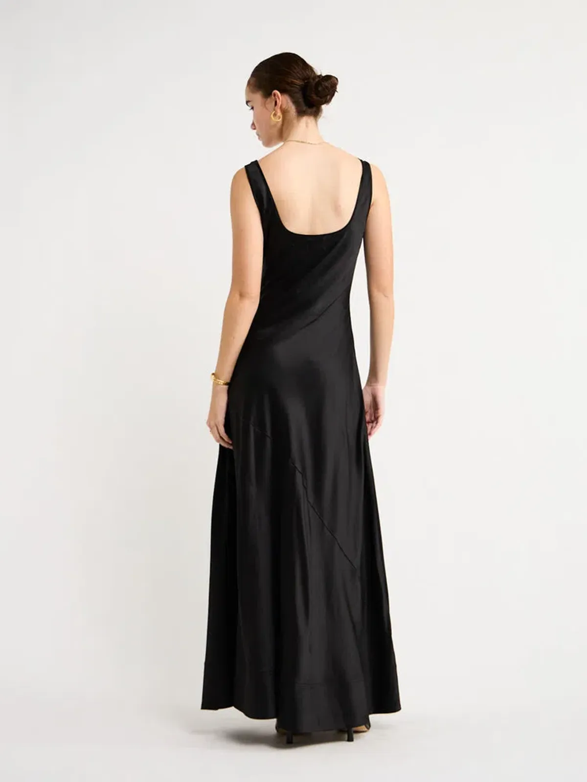 By Nicola Beneath The Stars Bias Cut Slip Dress in Black Size 12 - Image 13