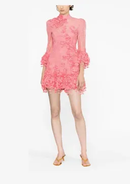 Zimmermann High Tide Lace Mini Dress Guava Size 3 / AU 14  for rent on The Volte - image 2
