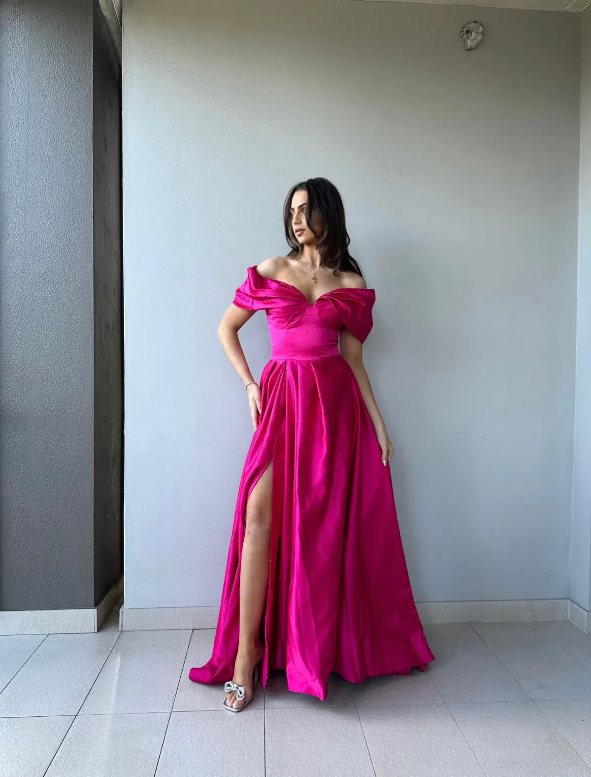 Custom Off Shoulder Formal Gown Pink Size 8/10 - Image 1