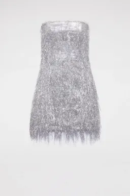 Scanlan Theodore Tinsel Mini Dress Silver Size 8 for rent on The Volte - image 3