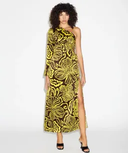 Lover Solana Silk One Shoulder Cut Outs Midi Dress Size AU 12  for rent on The Volte - image 1