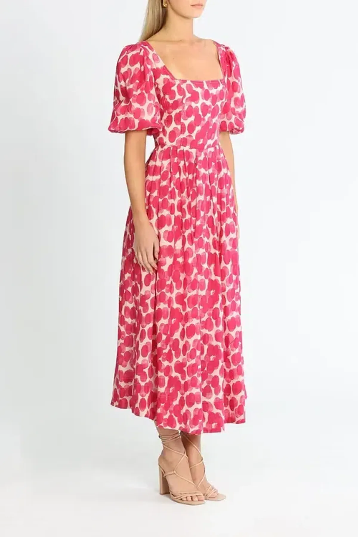 Ministry of Style Mottled Blossoms Midi Dress Pink Print Size AU 14 - Image 2