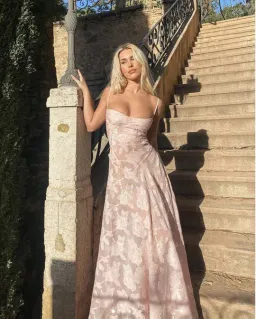 House Of CB Seren Corset Lace Back Maxi Dress Soft Pink Floral Size XS / AU 6 for rent on The Volte - image 5