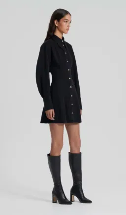 Scanlan Theodore Denim Cocoon Sleeve Mini Dress Washed Black Size 6 / XS for rent on The Volte - image 2