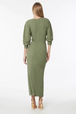 Manning Cartell Love Match Knit Midi Dress Olive Green Size 6 for rent on The Volte - image 3
