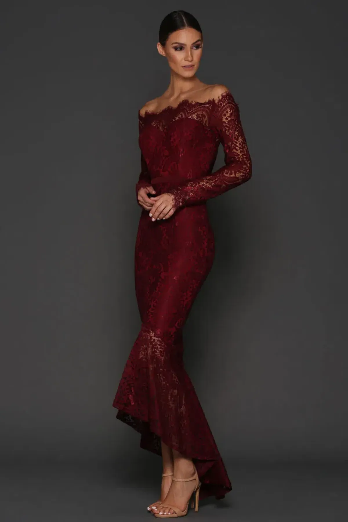 Elle Zeitoune Marchesa Dress Burgundy Size 10 - Image 2