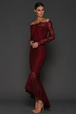 Elle Zeitoune Marchesa Dress Burgundy Size 10 for rent on The Volte - image 2