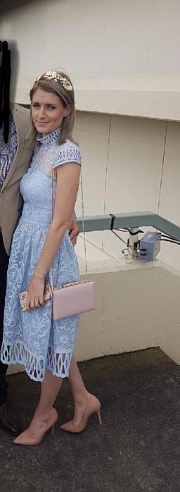 Chi Chi London Lace Skater Dress Blue Size 6 for rent on The Volte - image 3