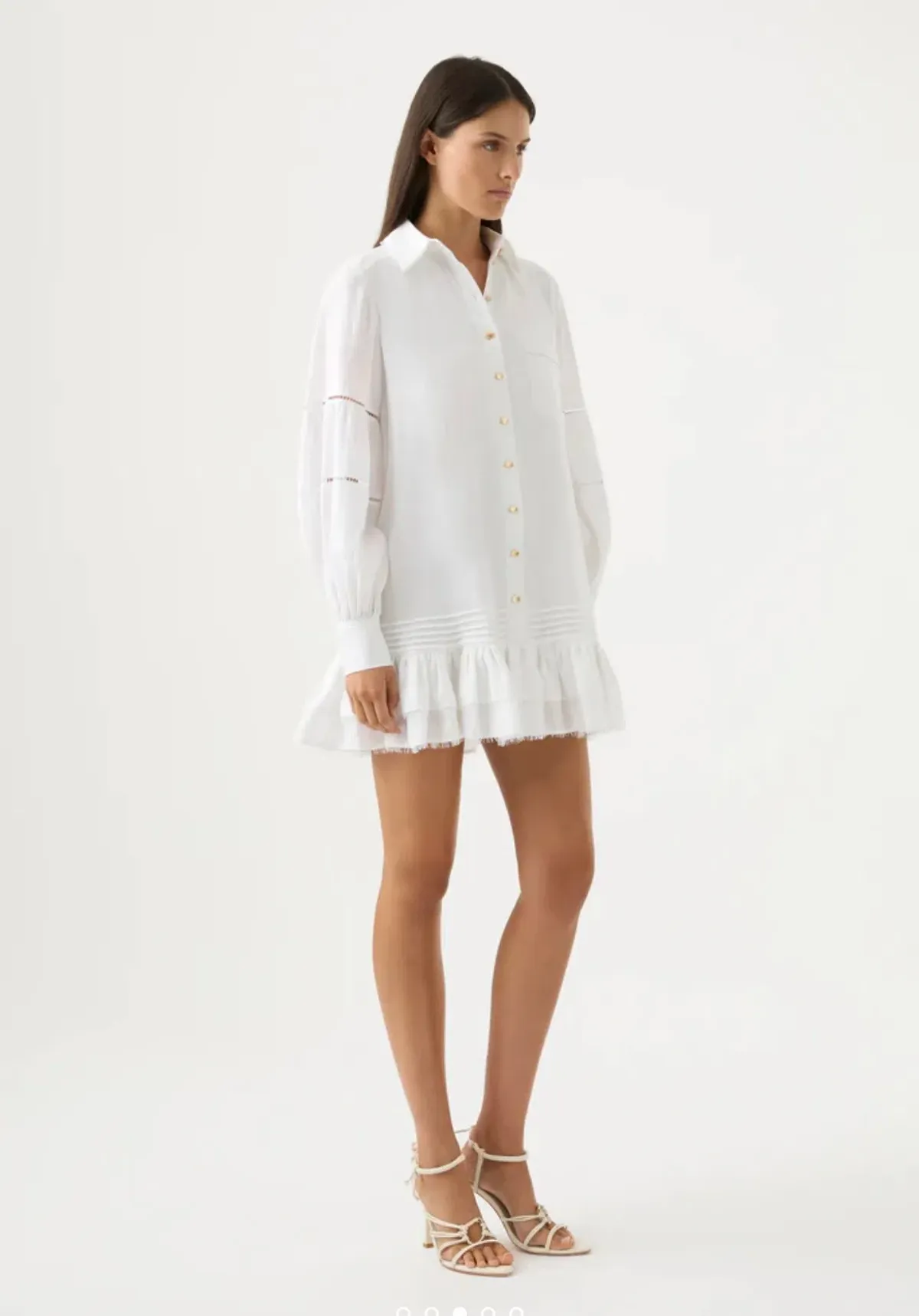 Aje Lotus Shirt Mini Dress White Size AU 10  - Image 2