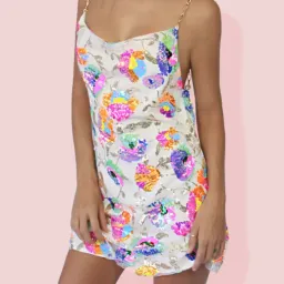 Sisters The Label Kitty Slip Mini Dress in Tropical Barbie & Pearl One Size  for rent on The Volte - image 3