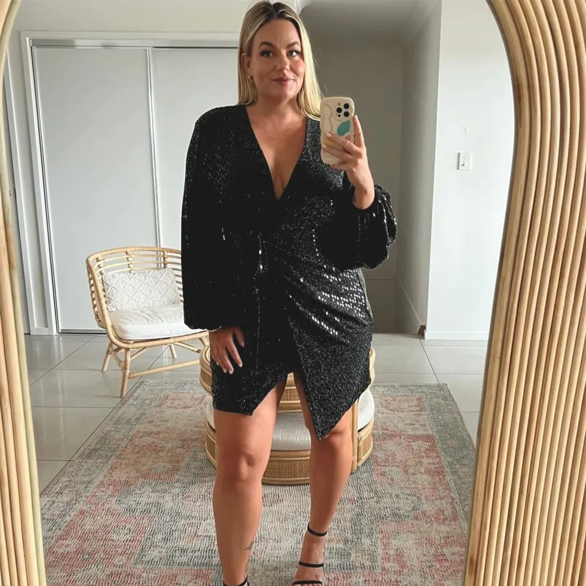 Sheike Galaxy Sequin Mini Dress Black Size 14 - Image 3