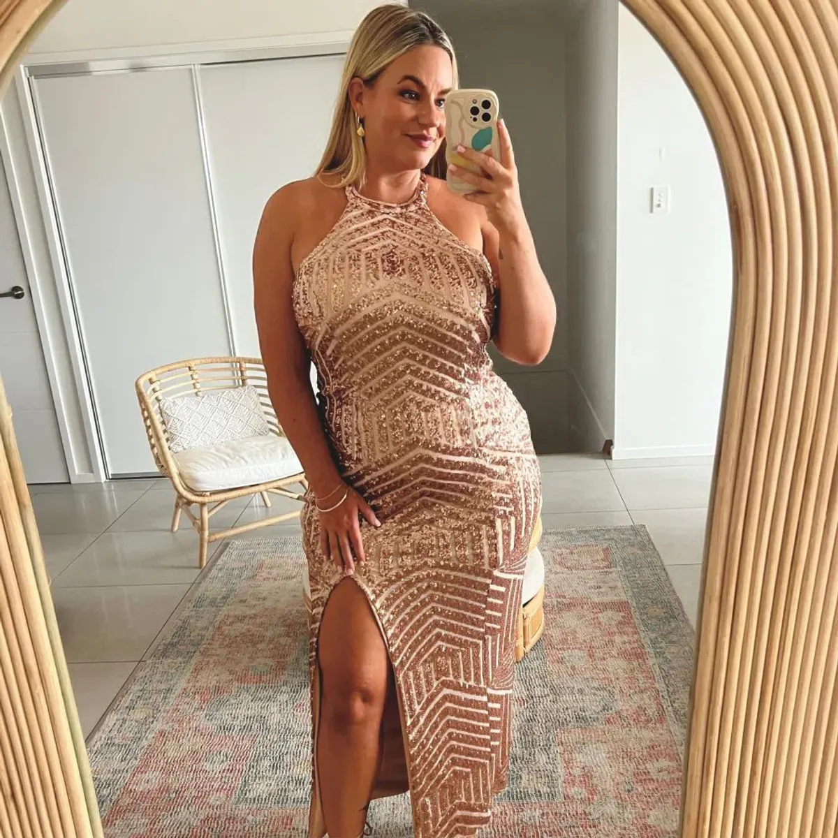 L'amour Diana Halter Gown Sequin Size 16 - Image 1